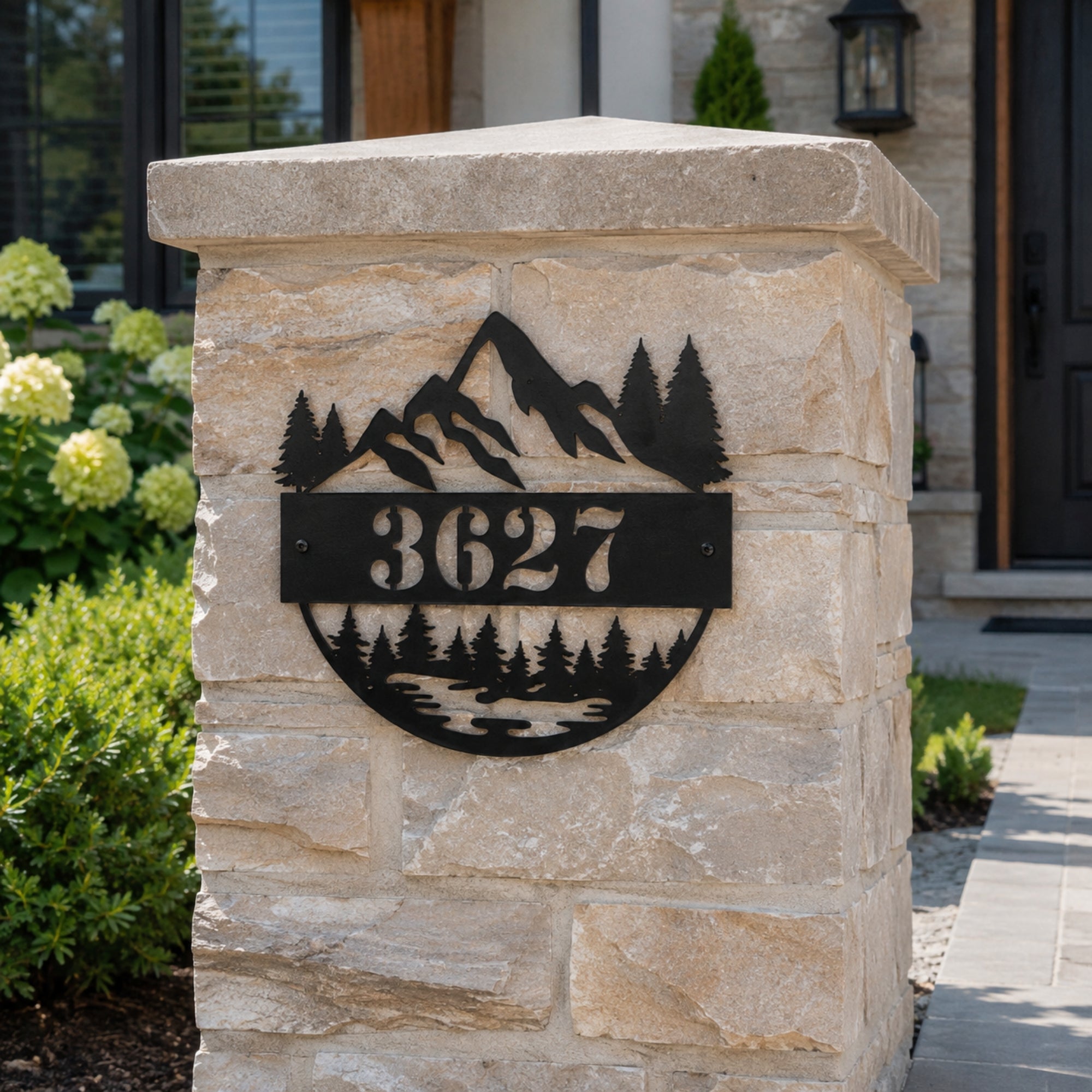Personalized Mountain House Number Sign