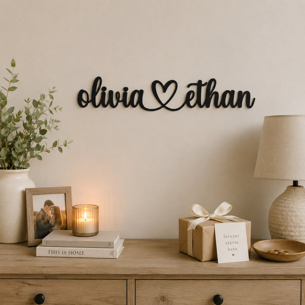 Personalized Couple Names Metal Sign with Heart