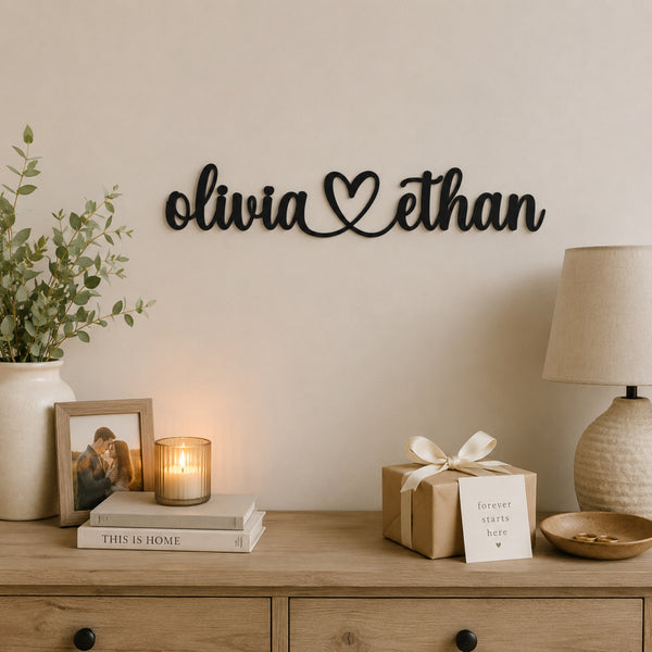 Personalized Couple Names Metal Sign with Heart