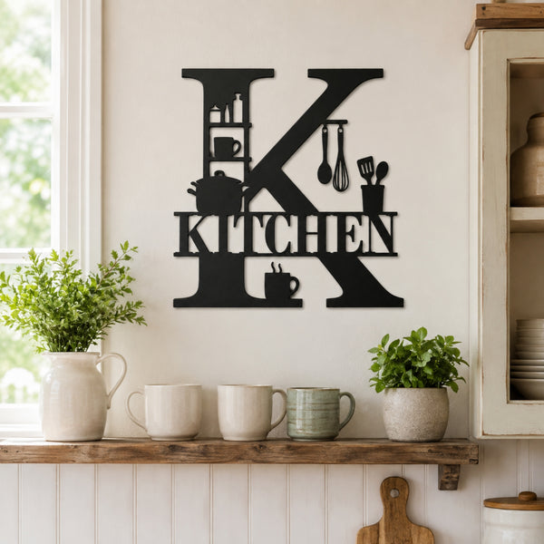 Kitchen Metal Wall Sign – Letter K Kitchen Wall Decor