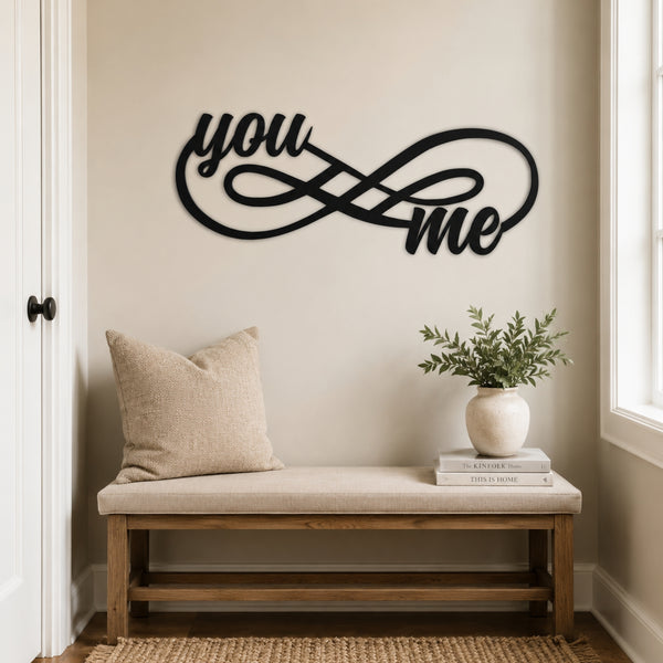 You & Me Infinity Metal Wall Art – Romantic Couple Wall Decor