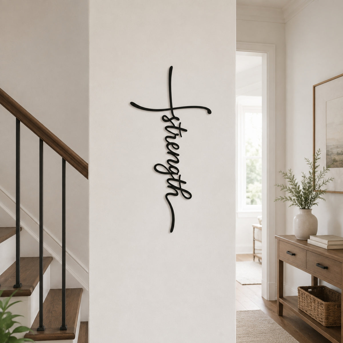 Strength Cross Metal Wall Art – Christian Faith Wall Decor