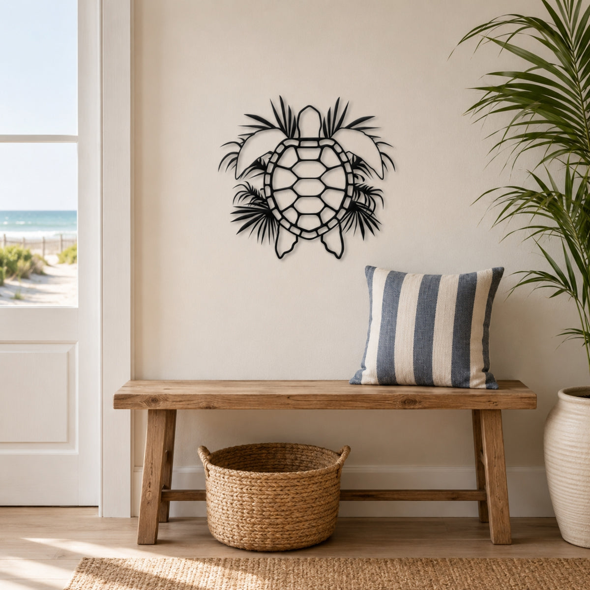 Tropical Sea Turtle Metal Wall Art – Coastal Ocean Wall Decor