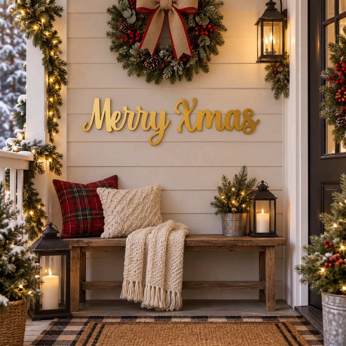 Merry Xmas Metal Wall Art – Christmas Script Metal Sign