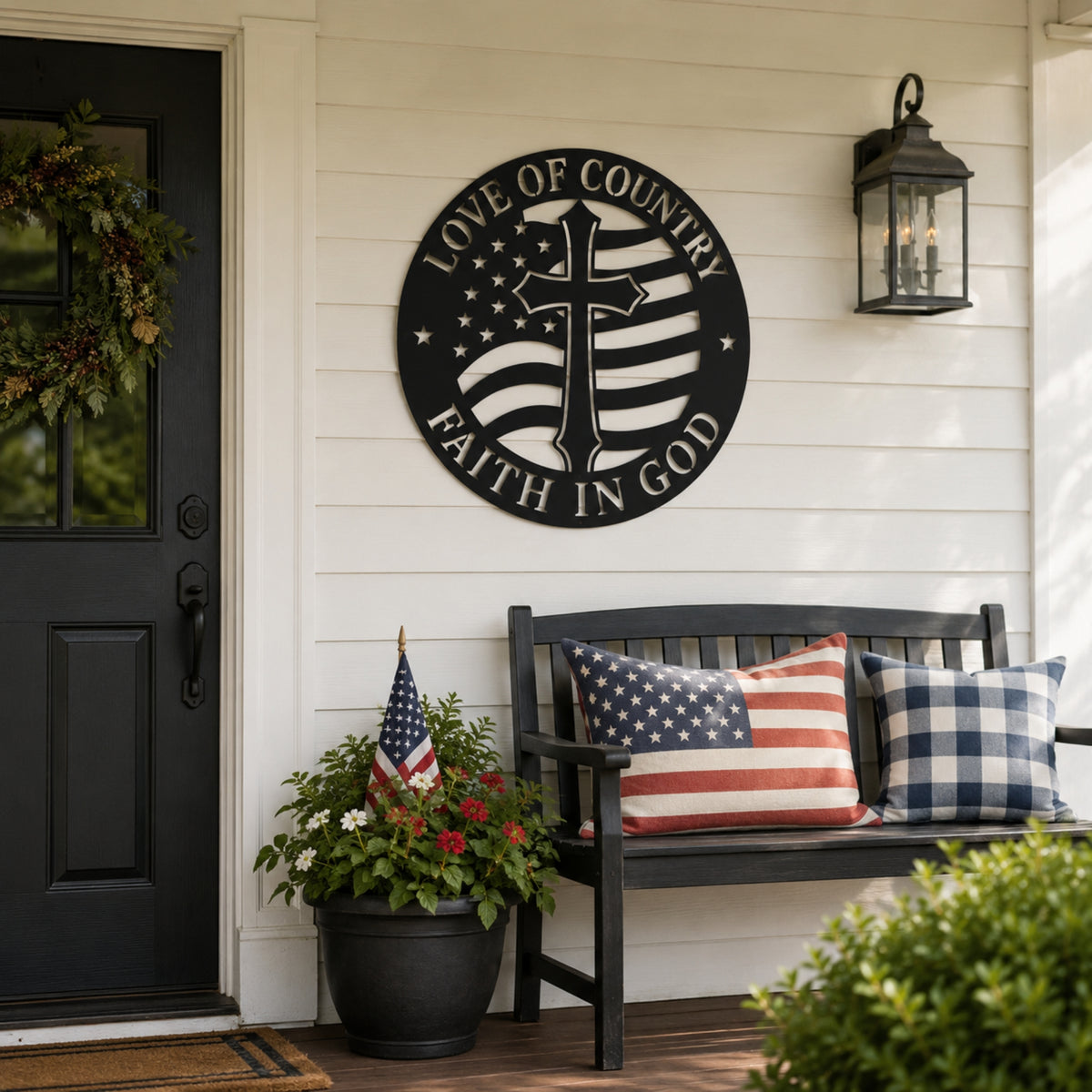 Love of Country Faith in God Metal Wall Art – Christian Patriotic Decor