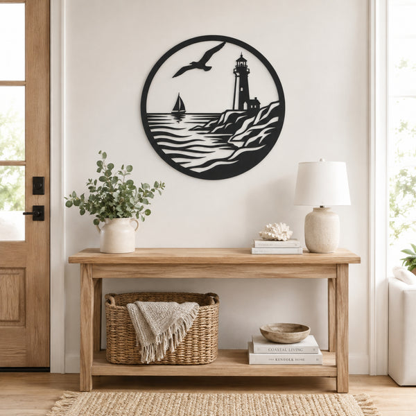 Lighthouse Metal Wall Art – Nautical Coastal Decor