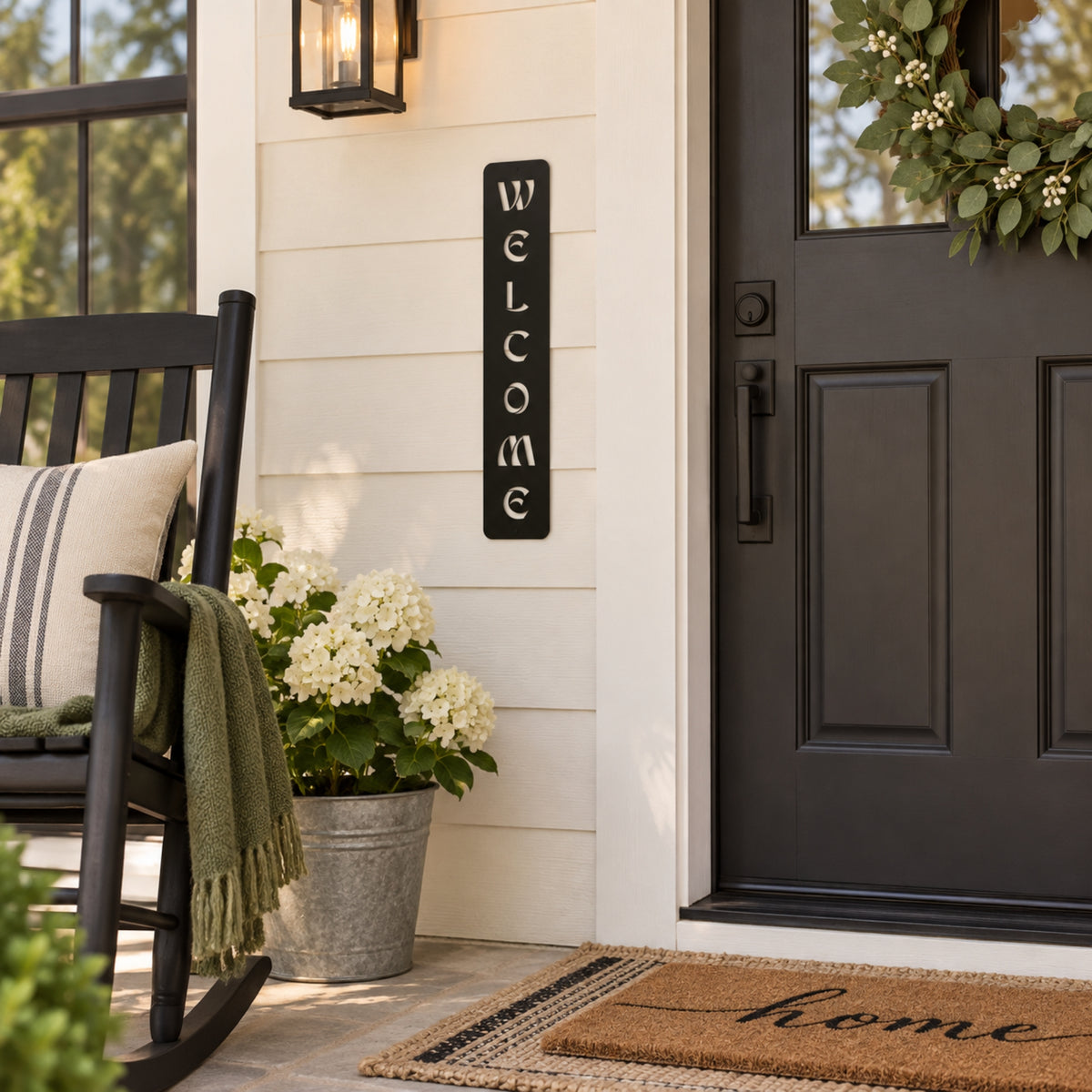 Modern Welcome Metal Sign – Vertical or Horizontal Porch Decor