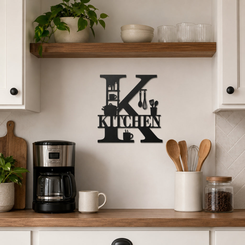 Kitchen Metal Wall Sign – Letter K Kitchen Wall Decor