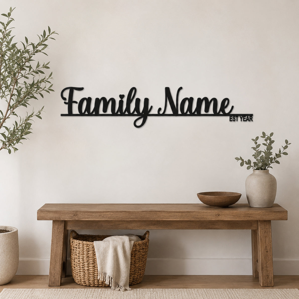 Personalized Family Name Metal Sign with Established Year – Script Style