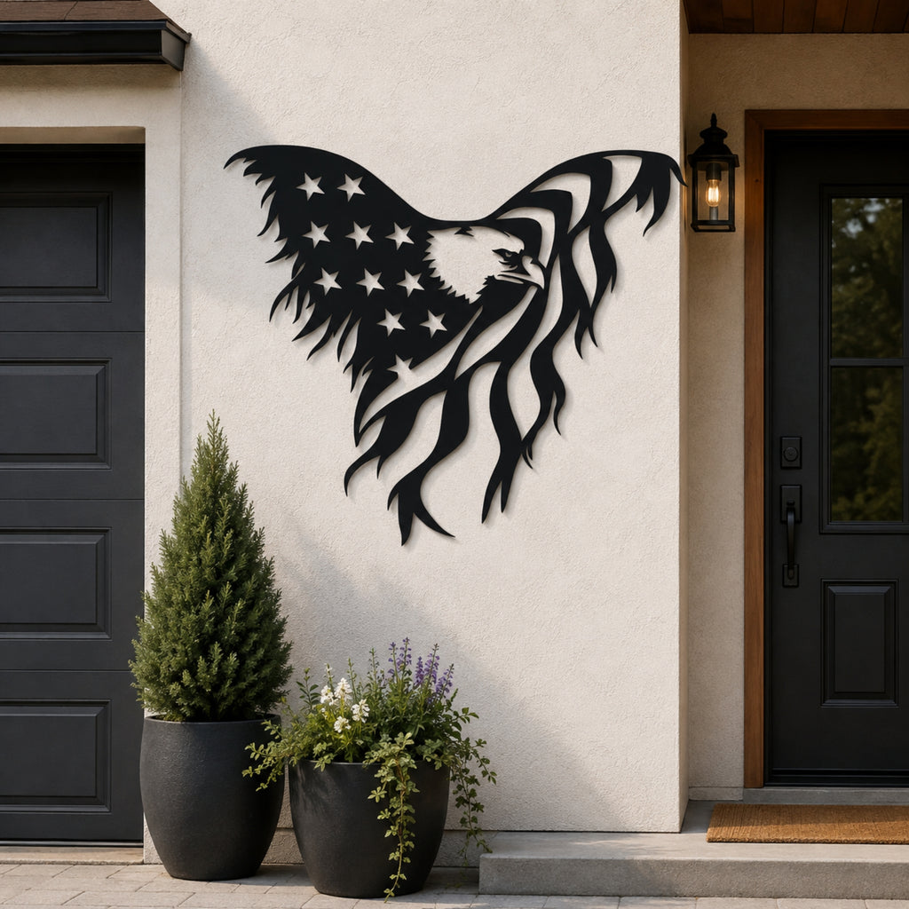 American Flag Eagle Decor - Patriotic Eagle Metal Wall Art