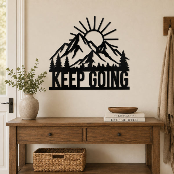 Keep Going Mountain Metal Wall Art – Inspirational Nature Decor