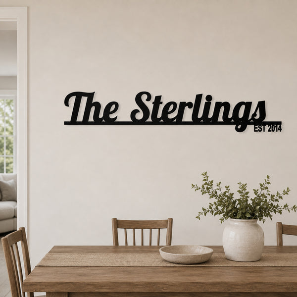 Personalized Family Name Metal Sign with Established Year