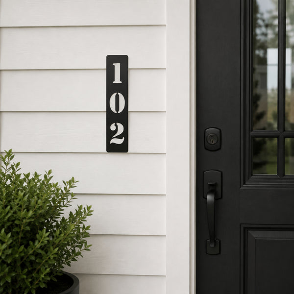 Vertical Metal House Number Sign