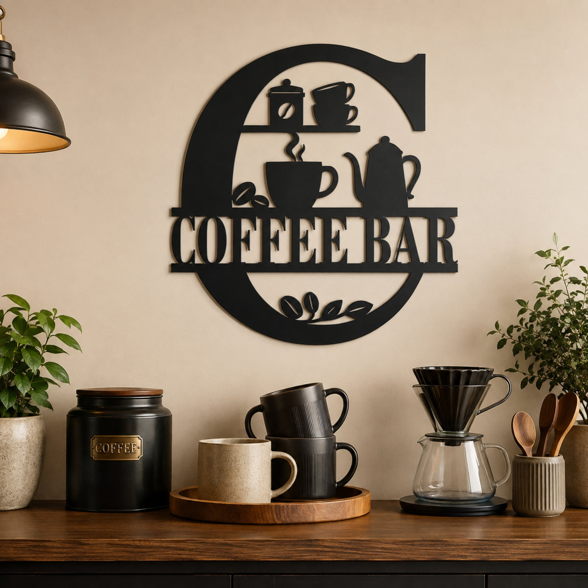 Coffee Bar Metal Wall Sign – Kitchen Coffee Station Decor