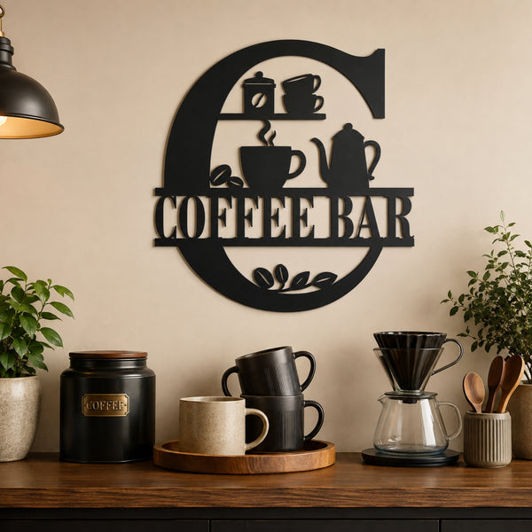 Coffee Bar Metal Wall Sign – Kitchen Coffee Station Decor