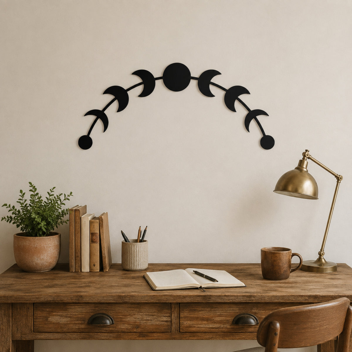 Moon Phase Metal Wall Art – Celestial Lunar Cycle Wall Decor