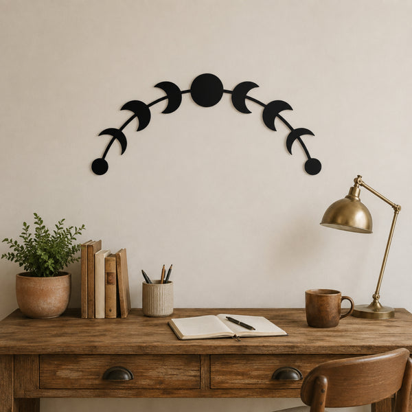 Moon Phase Metal Wall Art – Celestial Lunar Cycle Wall Decor
