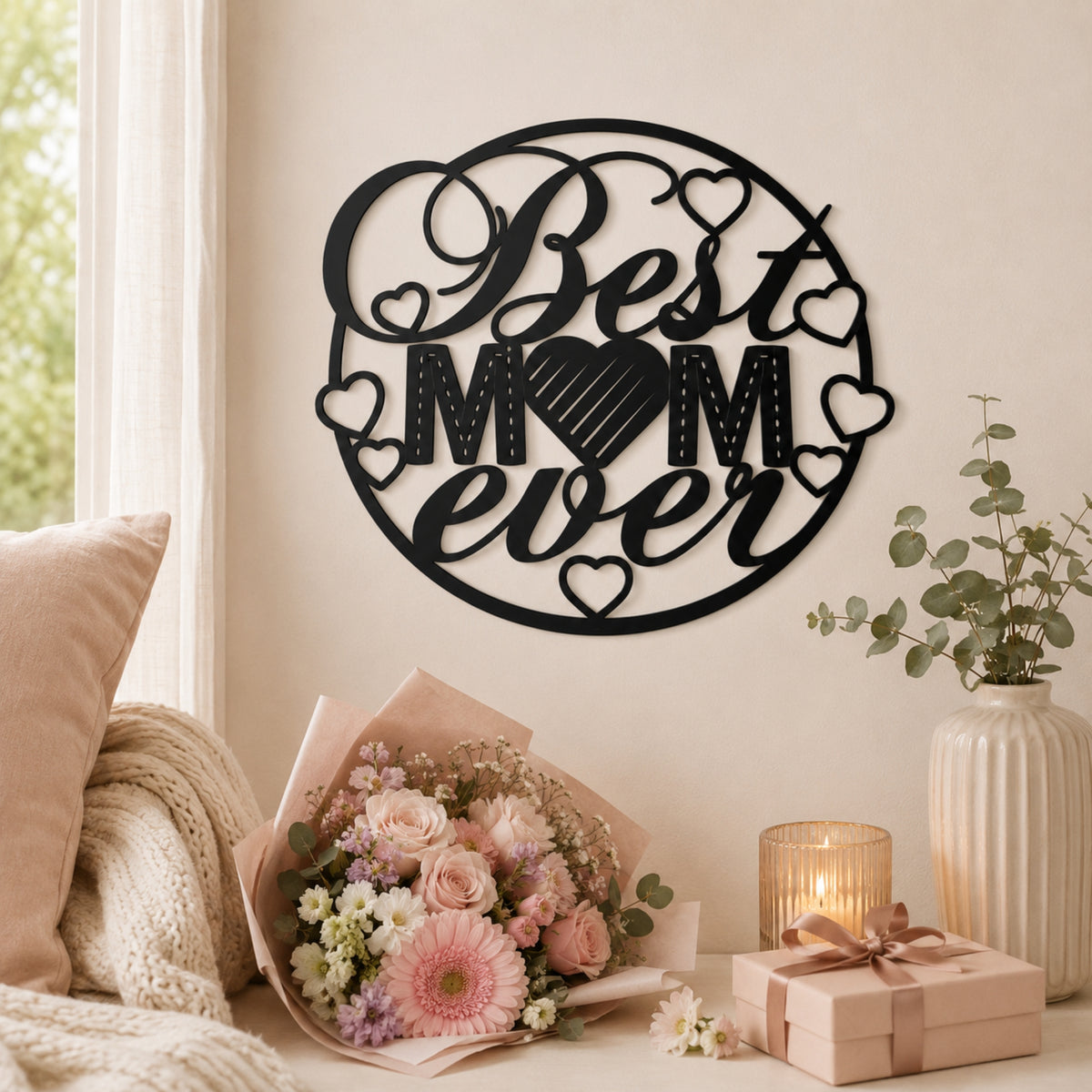 Best Mom Ever Metal Wall Art – Heart Mom Sign