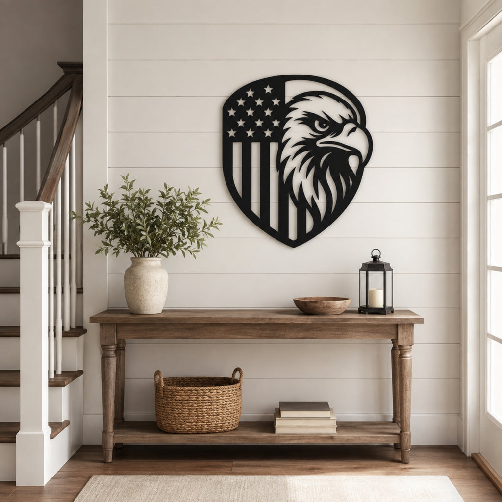 American Eagle Flag Metal Wall Art – Patriotic USA Decor