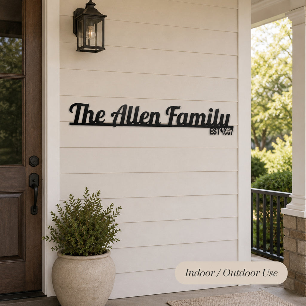 Personalized Family Name Metal Sign with Established Year