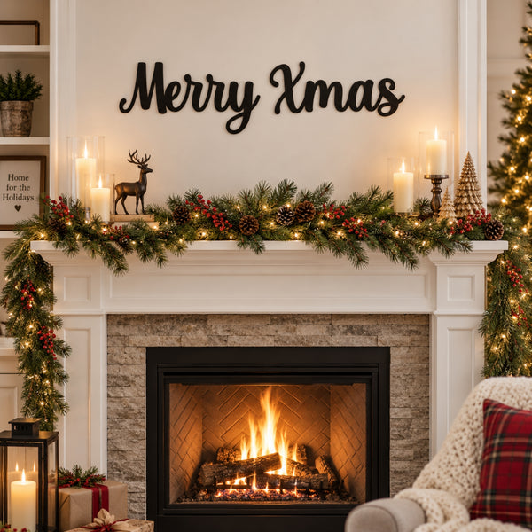 Merry Xmas Metal Wall Art – Christmas Script Metal Sign
