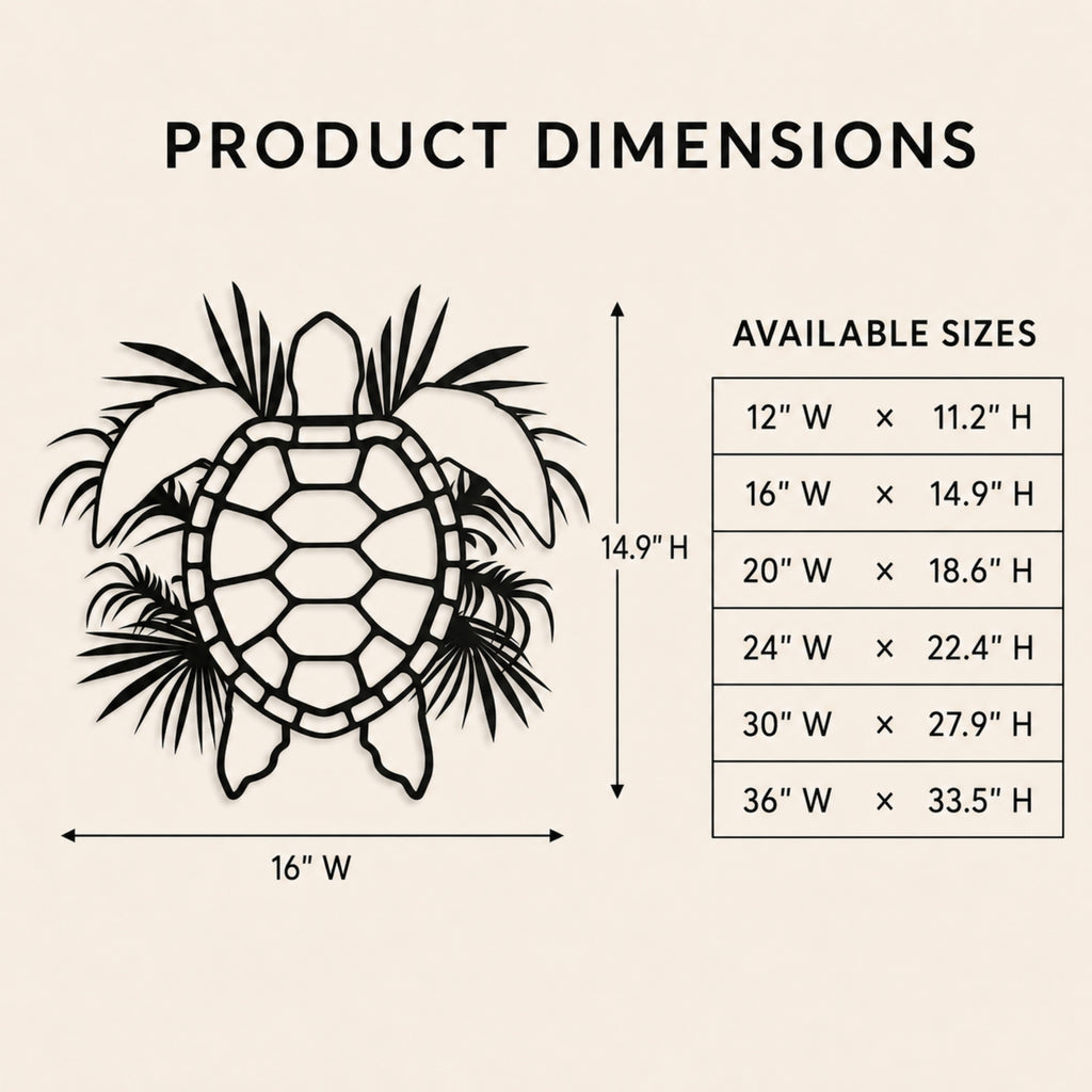 Tropical Sea Turtle Metal Wall Art – Coastal Ocean Wall Decor