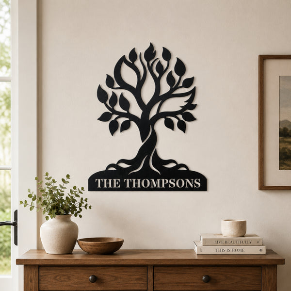 Personalized Tree of Life Family Name Metal Sign
