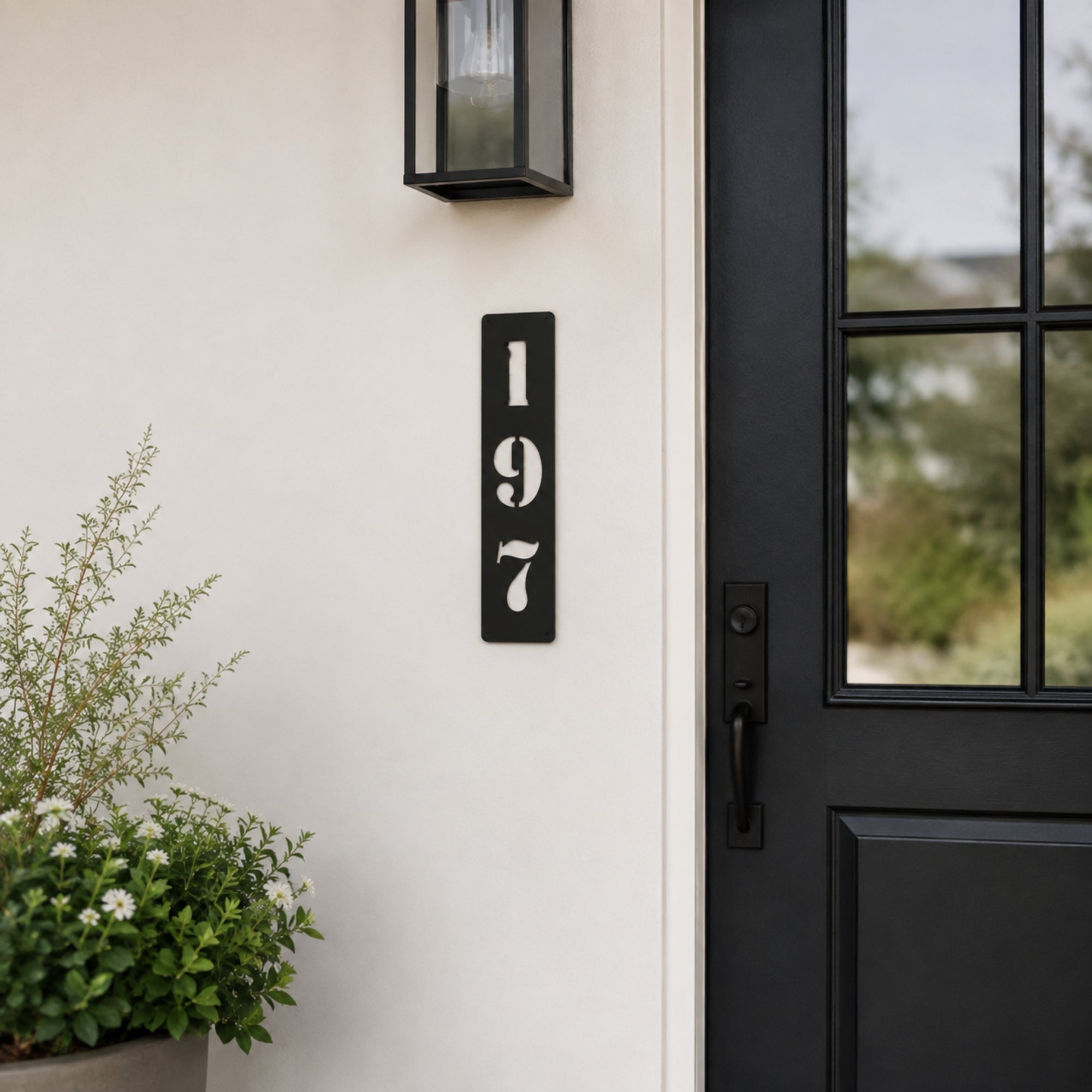Vertical Metal House Number Sign