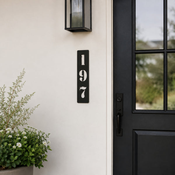 Vertical Metal House Number Sign