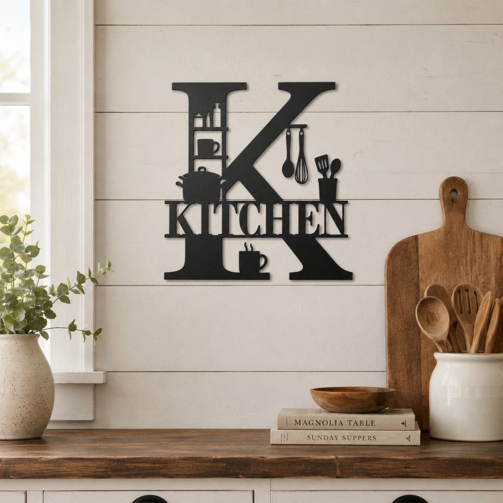 Kitchen Metal Wall Sign – Letter K Kitchen Wall Decor