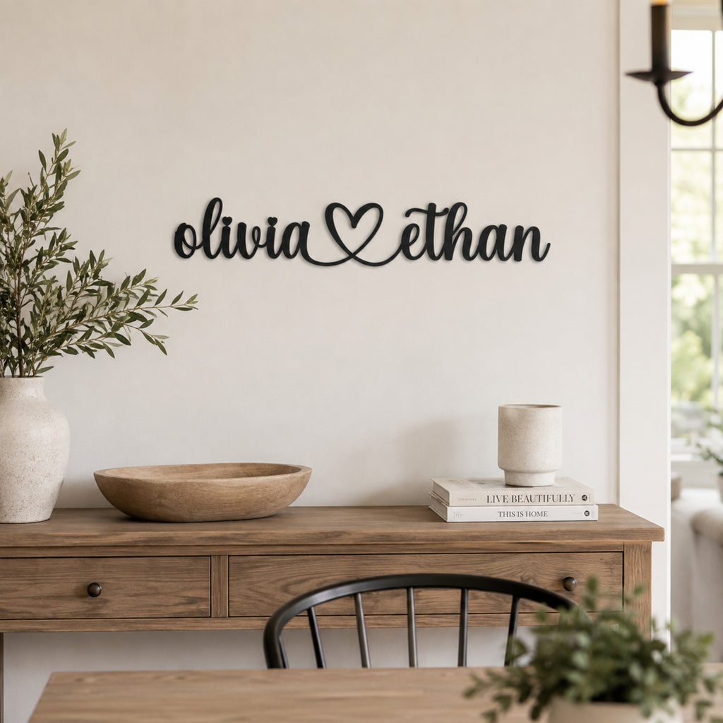 Personalized Couple Names Metal Sign with Heart