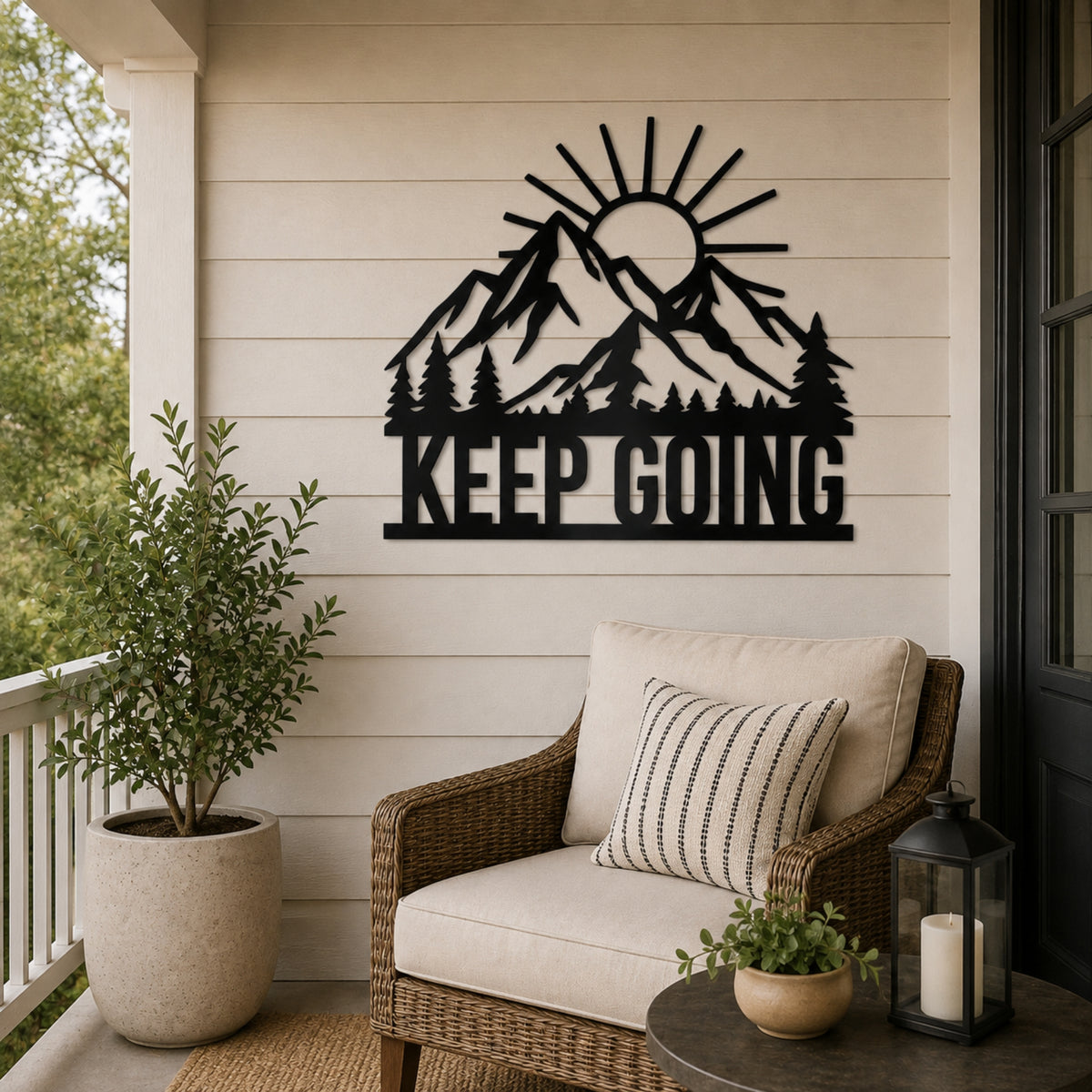 Keep Going Mountain Metal Wall Art – Inspirational Nature Decor