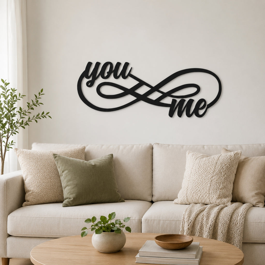 You & Me Infinity Metal Wall Art – Romantic Couple Wall Decor