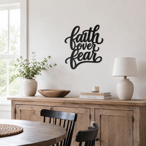 Faith Over Fear Metal Wall Art – Christian Inspirational Sign