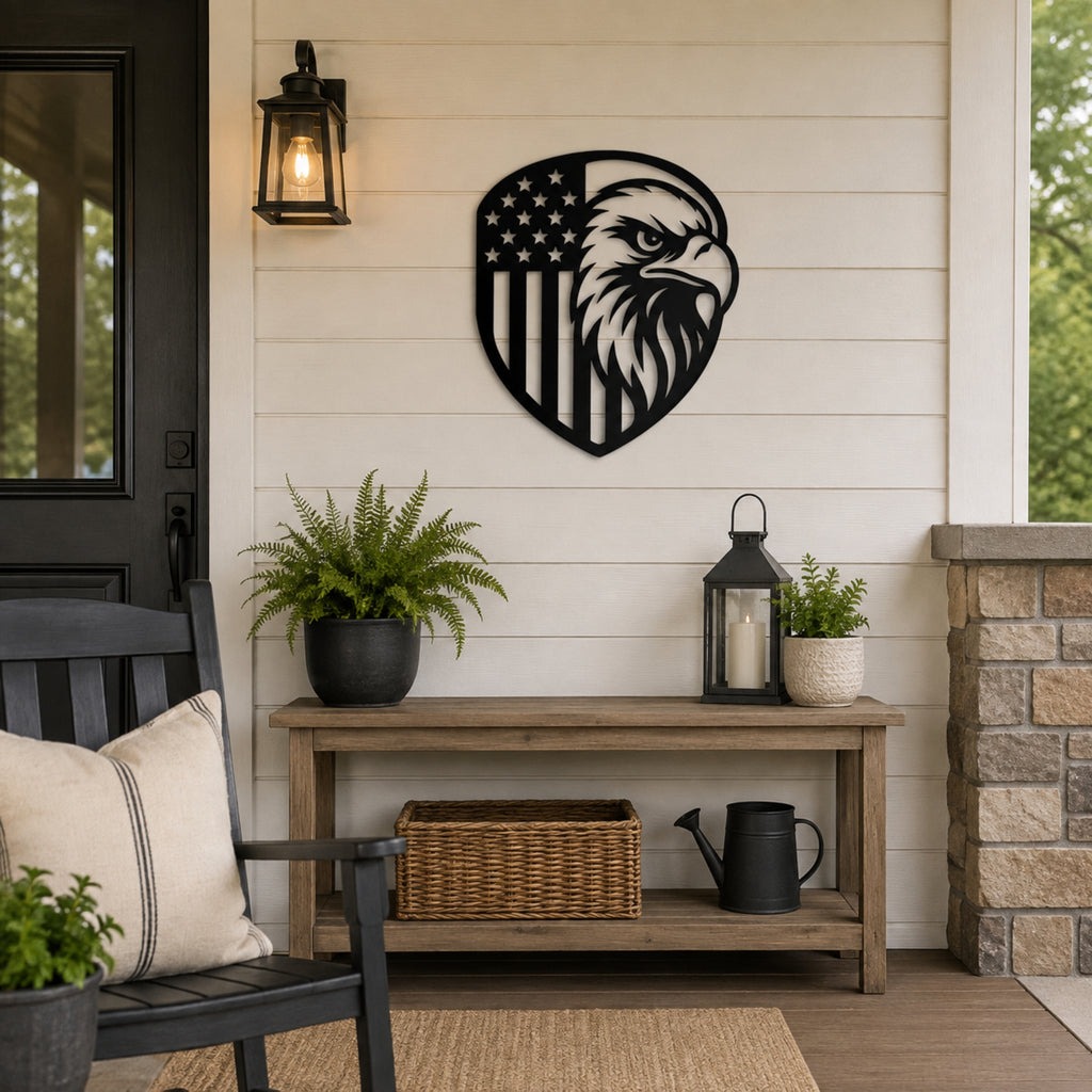 American Eagle Flag Metal Wall Art – Patriotic USA Decor
