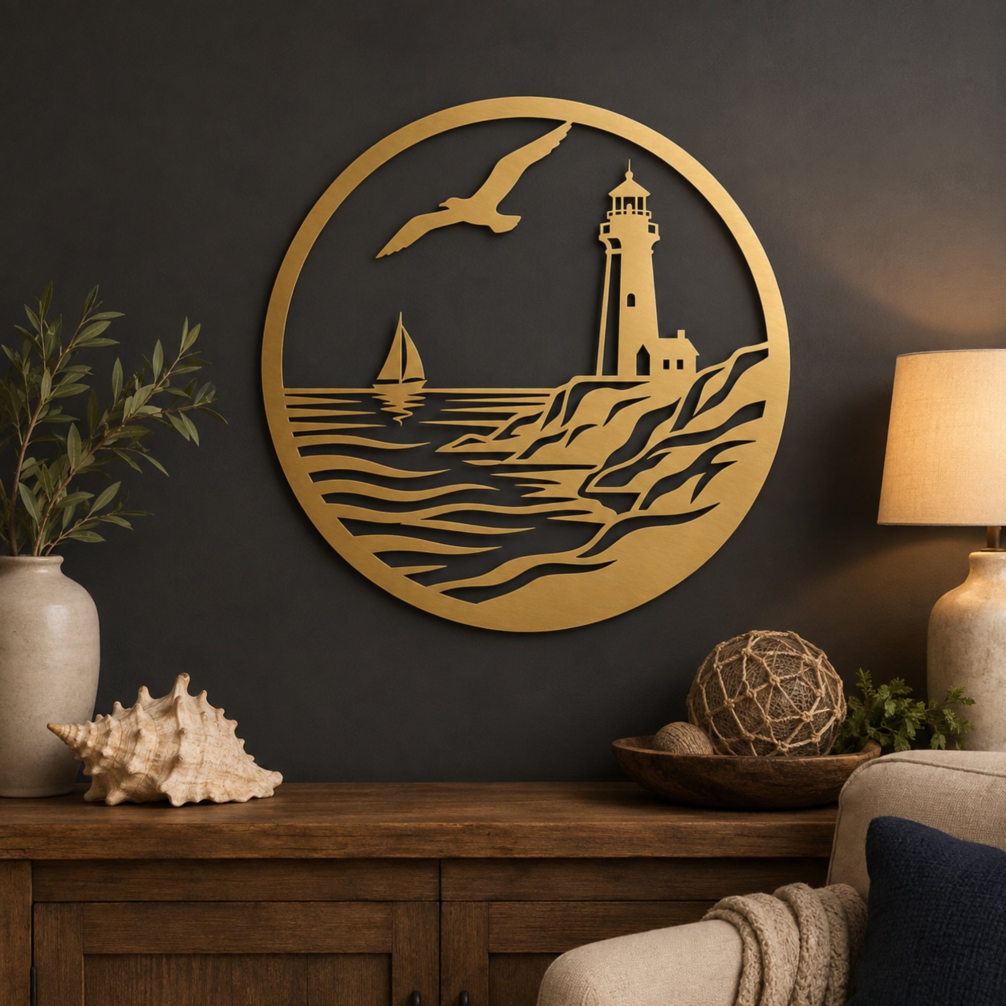 Lighthouse Metal Wall Art – Nautical Coastal Decor Secondary image