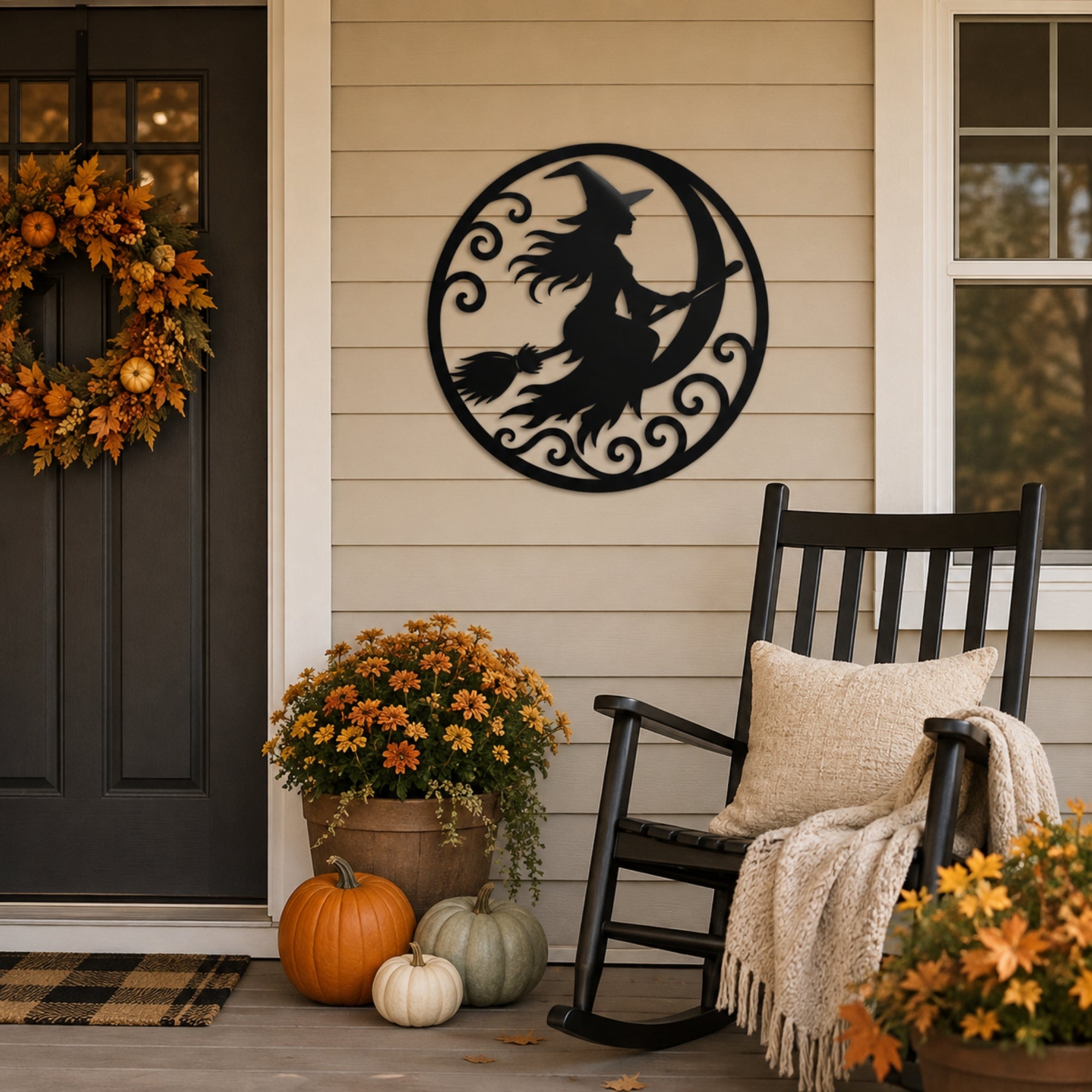 Witch on Moon Metal Wall Art – Halloween Witch Decor Secondary image