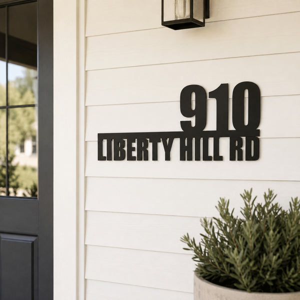 Personalized Metal Address Sign with House Number & Street Name