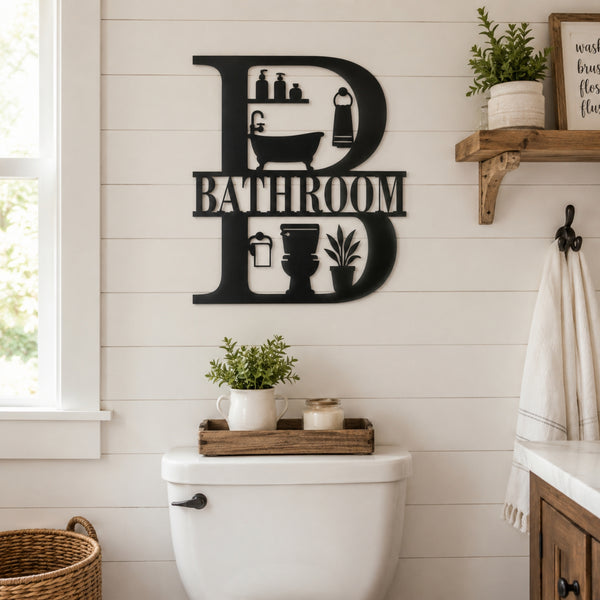 Bathroom Metal Wall Sign – Farmhouse Bathroom Wall Decor