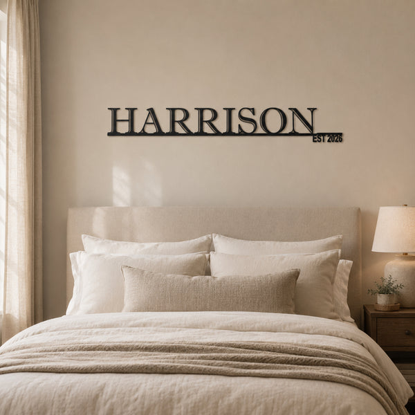 Personalized Family Name Metal Sign with Established Year – Classic Serif Design