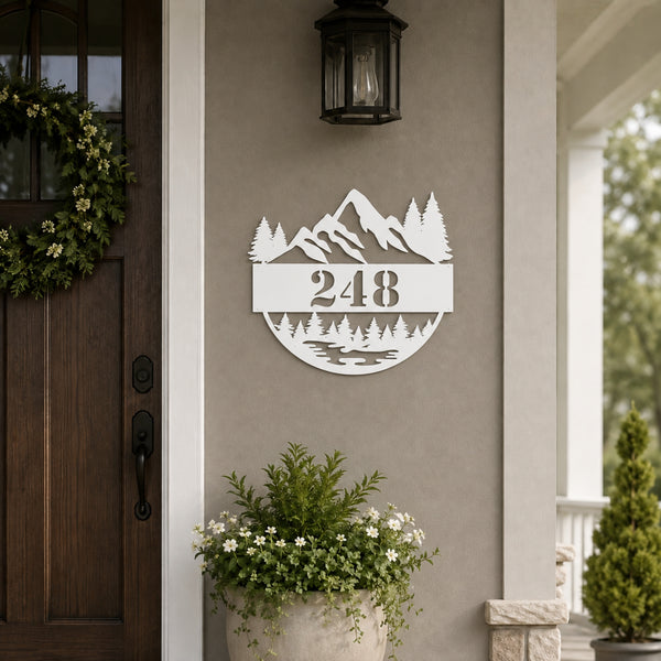 Personalized Mountain House Number Sign