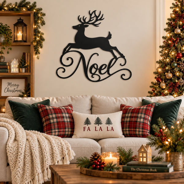 Noel Reindeer Metal Wall Art – Christmas Metal Sign