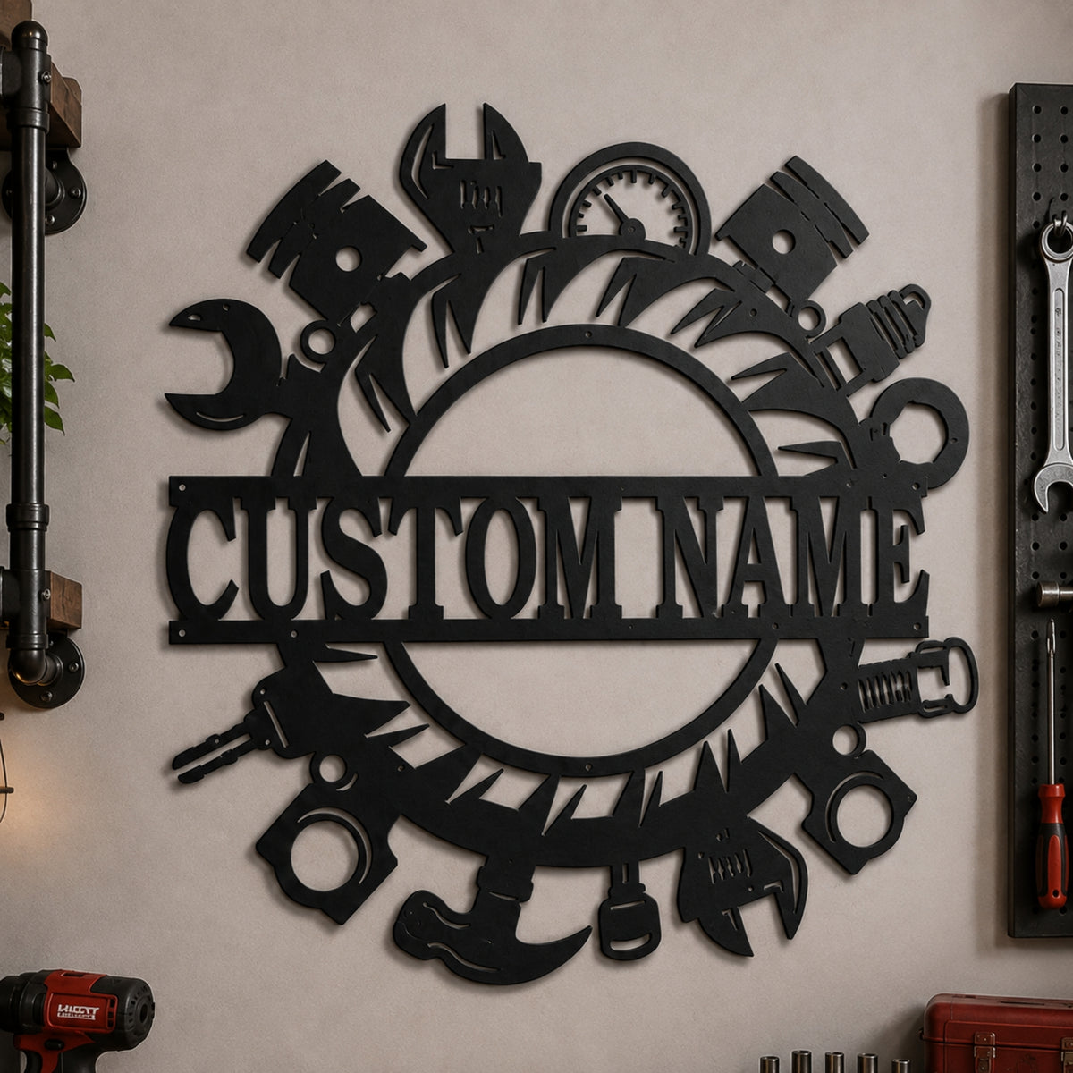 Personalized Garage & Workshop Metal Sign – Custom Name Decor