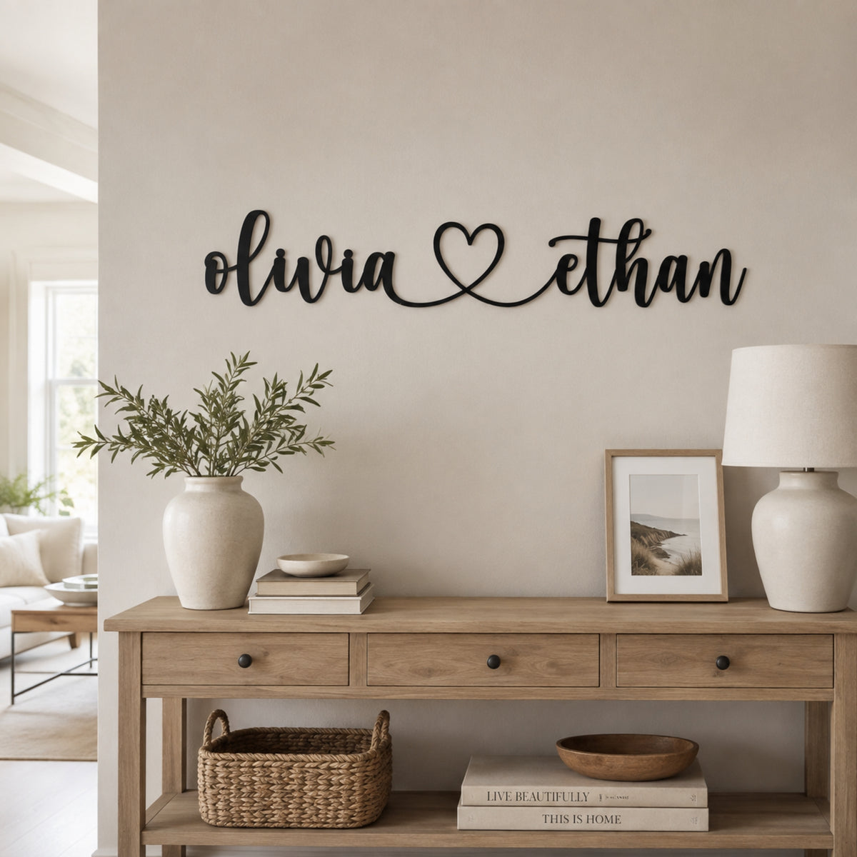 Personalized Couple Name Metal Sign with Heart – Custom Wedding Wall Decor Main image