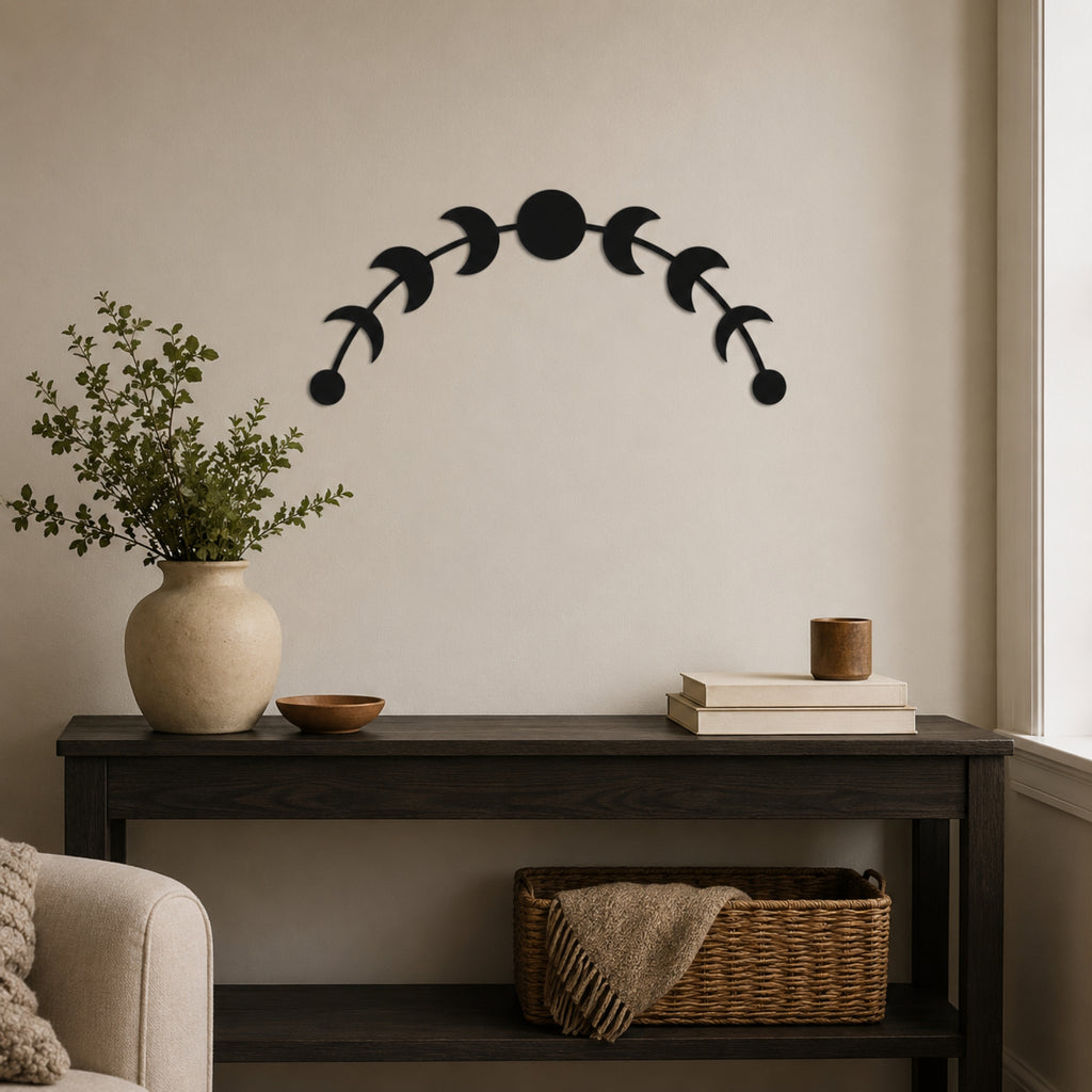 Moon Phase Metal Wall Art – Celestial Lunar Cycle Wall Decor