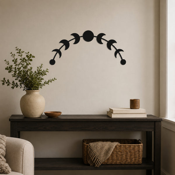 Moon Phase Metal Wall Art – Celestial Lunar Cycle Wall Decor