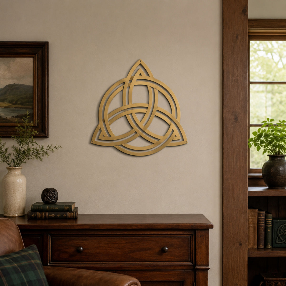 Celtic Trinity Knot Metal Wall Art – Triquetra Decor
