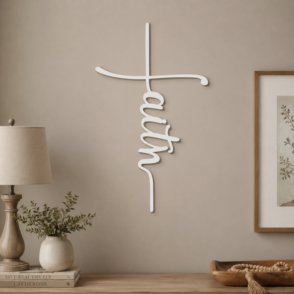 Faith Cross Metal Wall Art – Minimalist Christian Decor