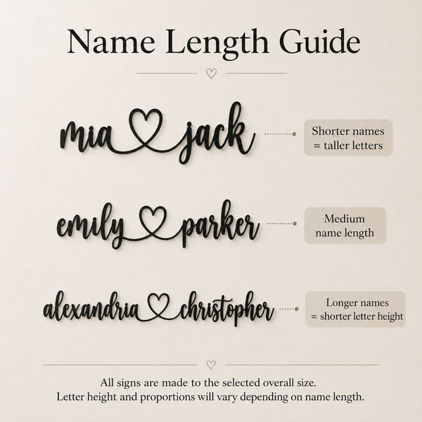 Personalized Couple Name Metal Sign with Heart – Custom Wedding Wall Decor