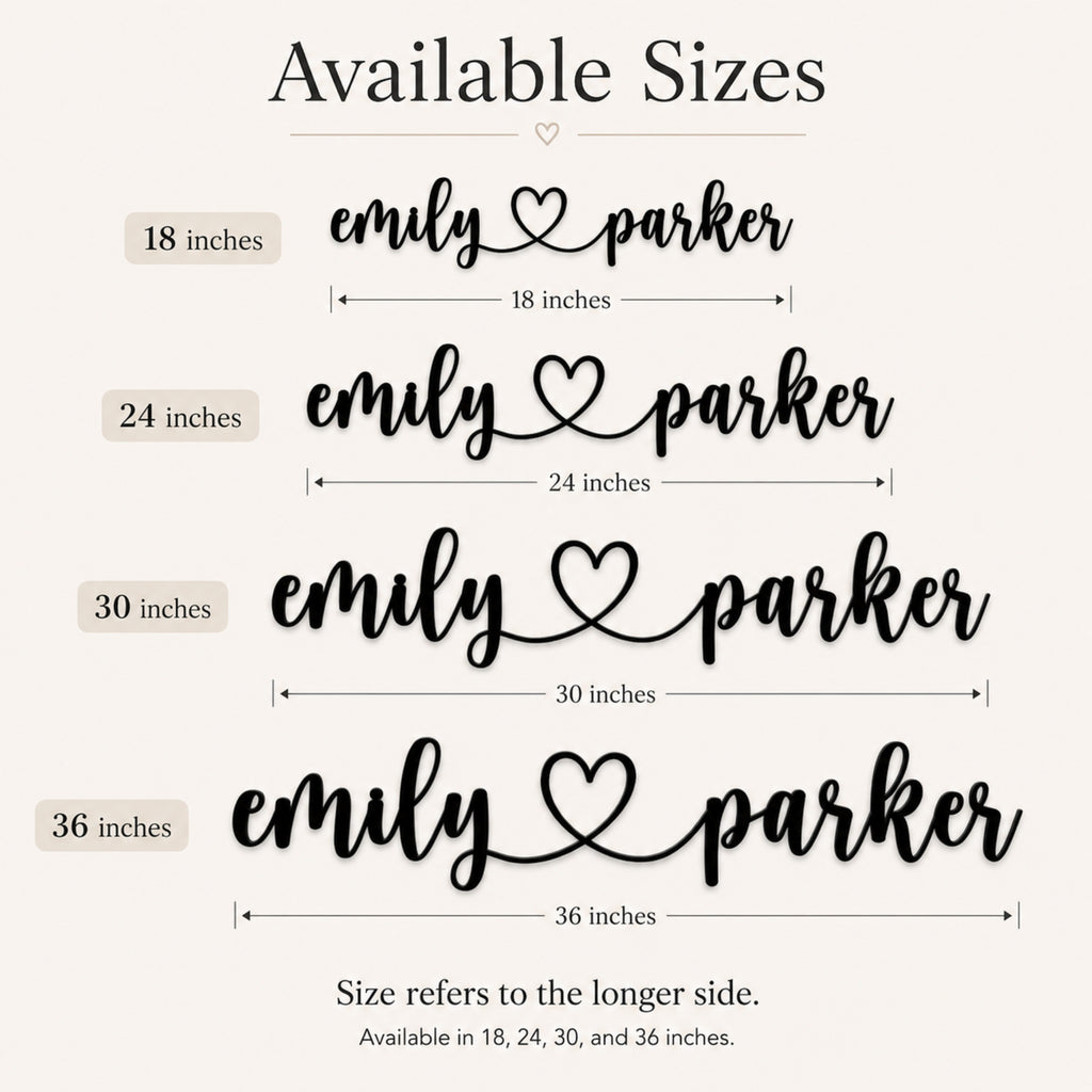 Personalized Couple Name Metal Sign with Heart – Custom Wedding Wall Decor